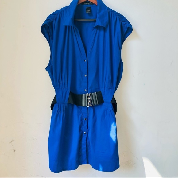 ASHLEY STEWARD Royal Blue Cotton Cutout Shirtdress Size 22 - Picture 3 of 11